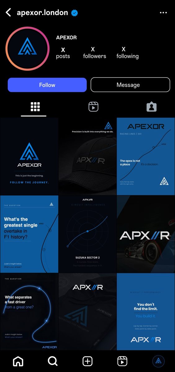 Apexor Instagram grid