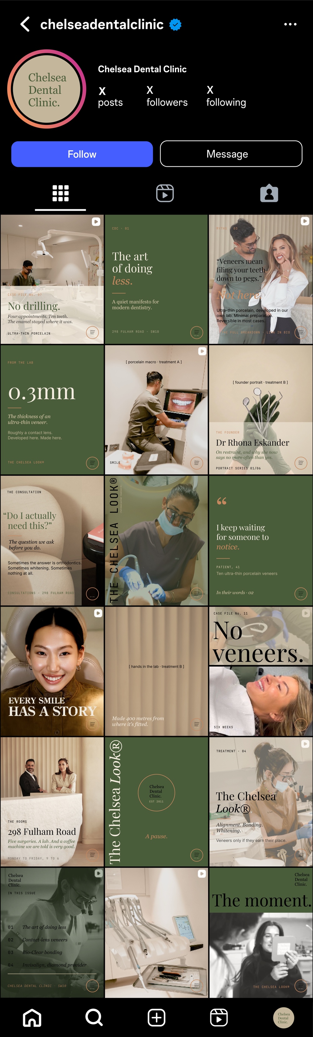 Chelsea Dental Clinic Instagram grid