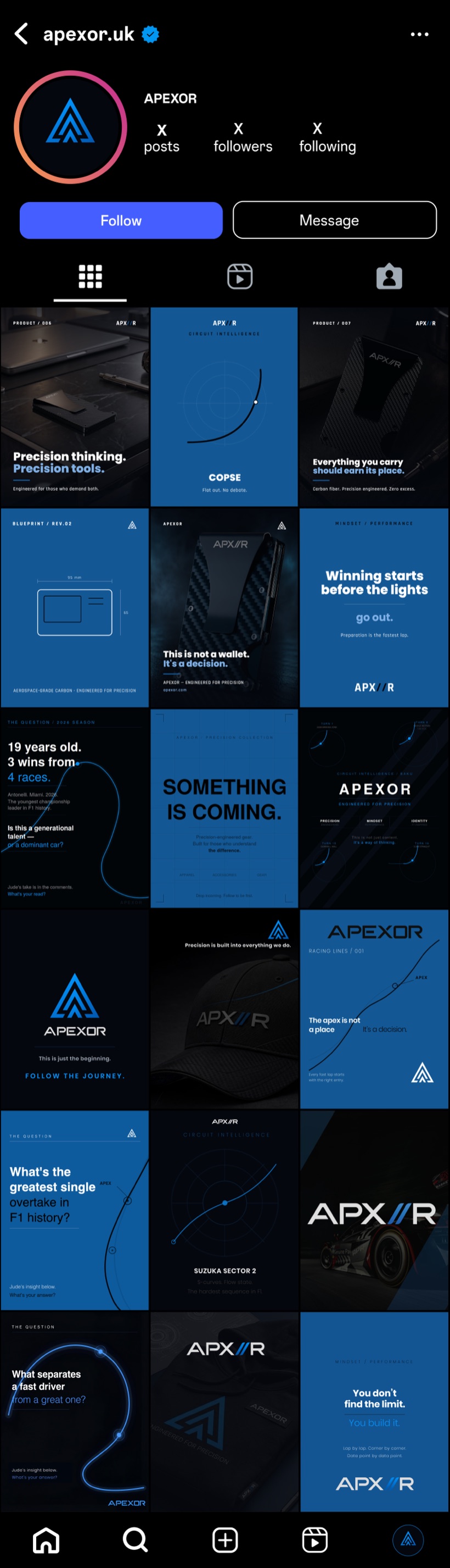Apexor Instagram grid