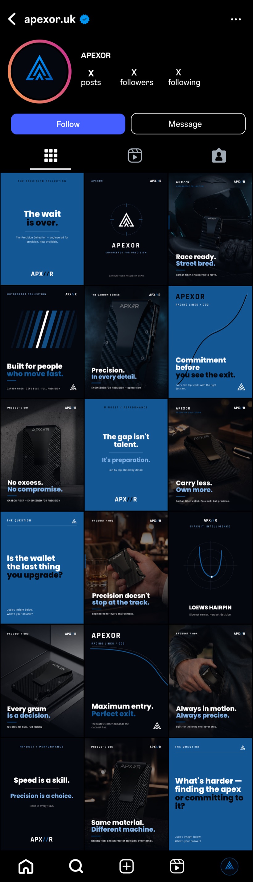 Apexor Instagram grid